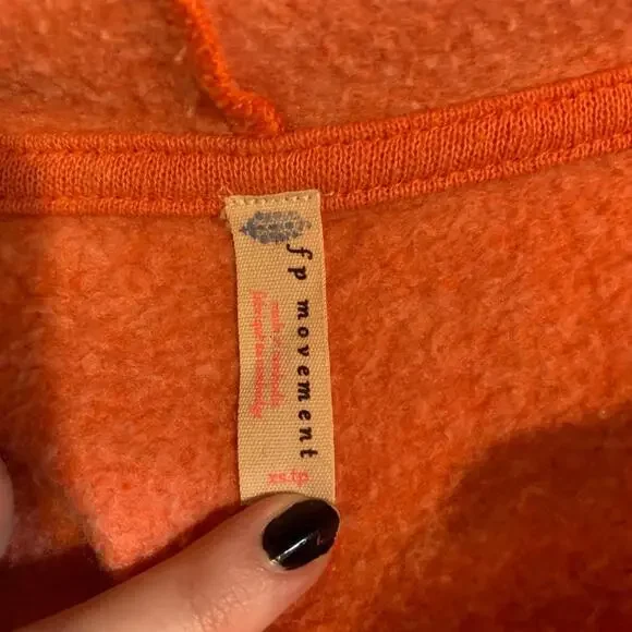 FP Movement Hoodie Womens XS Orange Fleece Lined Believe It Lace Up Free People - Picture 10 of 12